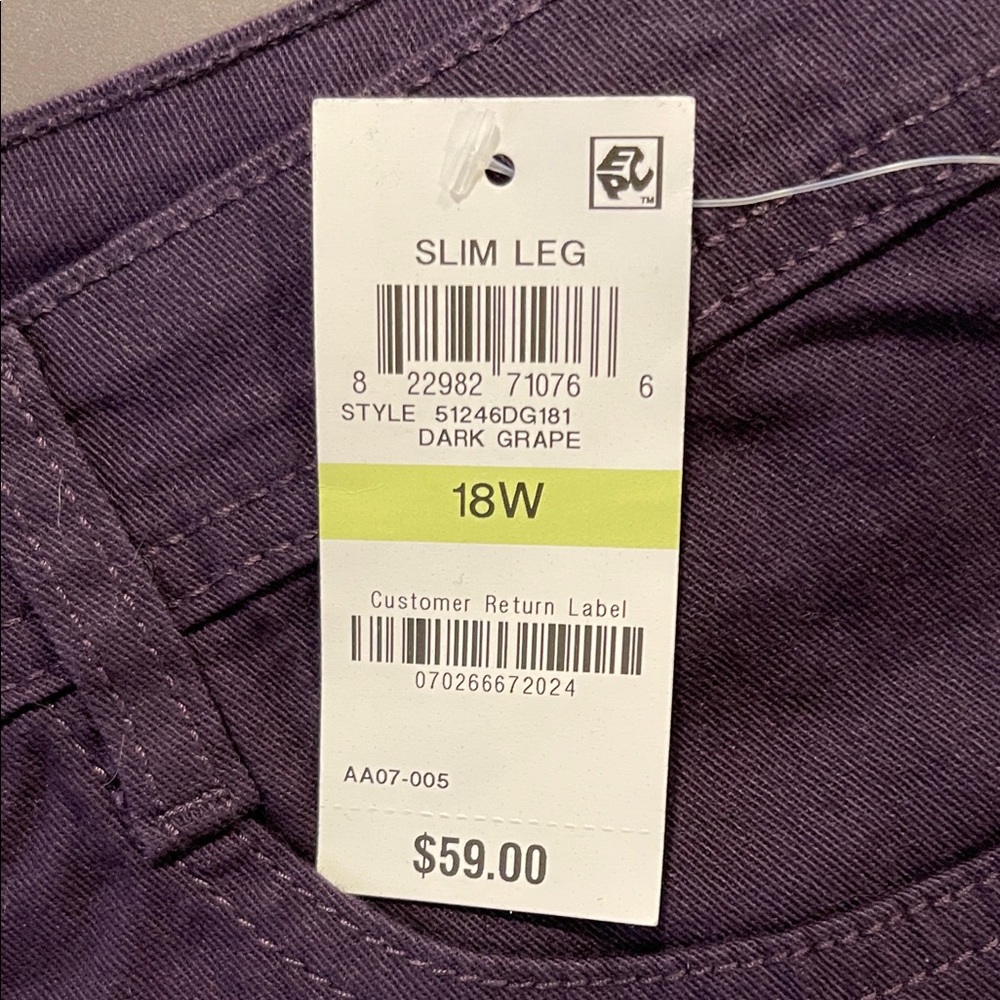 Style & Co. Dark Purple Slim Leg Pants - Picture 3 of 3